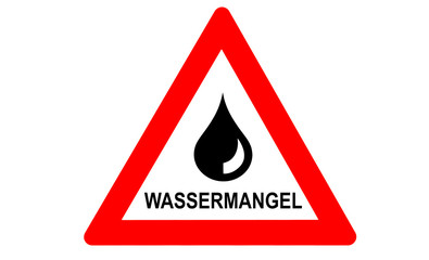 Wassermangel Warnschild
