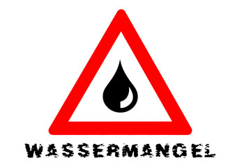 Wassermangel Warnschild