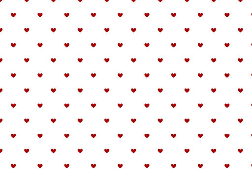 Tiny dark red hearts on white background seamless pattern for Valentine's Day