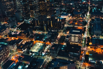 Fototapeta na wymiar Aerial view of Downtown Los Angeles at twilight