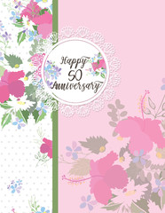 Greeting card for anniversary birthday. Flower composition to a celebratory event. illustration