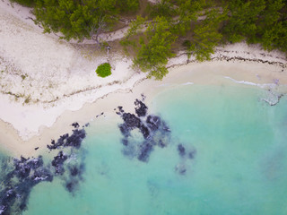 Aerial view of Mauritius, Panorama of Ile aux Cerfs, the deer island.