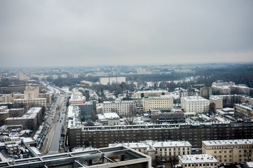 panorama miasta zimą