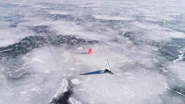 Ice Boat Racing on Lake Charlevoix Michigan
