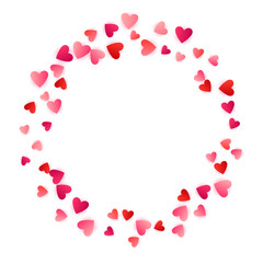 Red flying hearts bright love passion vector background.