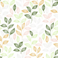 Fototapeta premium Wrapping tea leaves pattern seamless illustration.