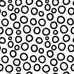 Abstract geometric seamless pattern with rings, circles. Doodle background. Vector illustration.