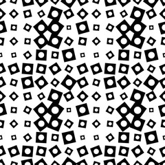 Black and white seamless pattern with grunge halftone squares, dots. Dotted texture. Halftone background. Abstract geometrical of round shape. Screen print. Vector illustration.