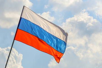 Flag of Russia against the sky