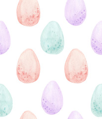 Watercolor eggs seamless pattern pastel