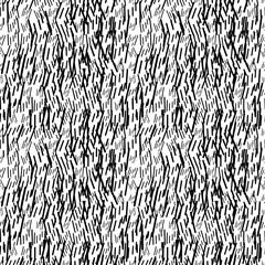 Linear geometric seamless pattern. Black and white textured background with squares, strips. Vector illustration.