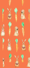 Watercolor seamless Easter pattern 2 orange
