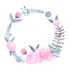 Watercolor peony wreath