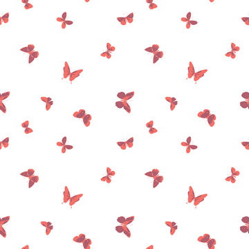 Vector colorful flying butterfliesseamless pattern background