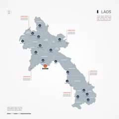 Fotobehang Laos map with borders, cities, capital and administrative divisions. Infographic vector map. Editable layers clearly labeled. © Анна Тощева