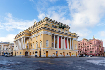 Fototapeta na wymiar The building of the Alexandrinsky Theater in St. Petersburg