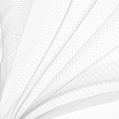 Gray striped openwork background. Vector abstract pleated network. Technology ripple thin lines, subtle curves. Monochrome line art pattern, textile, net, mesh textured effect. EPS10 illustration