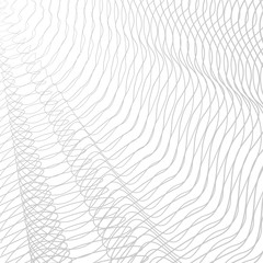 Monochrome line art pattern, textile, net, mesh textured effect. Vector abstract pleated net. Gray striped openwork background. Tech squiggle tangled thin lines, subtle curves. EPS10 illustration