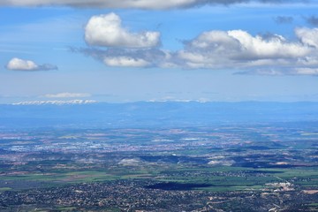 Europe under the clouds. Flight from Zurich, Switzerland to Madrid, Spain.