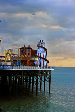 Fair attractions at the Brighton Pier.