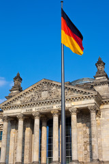 German Flag and the Reichstag in Berlin