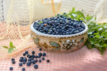 Freshly picked blueberries. Healthy nutrition.