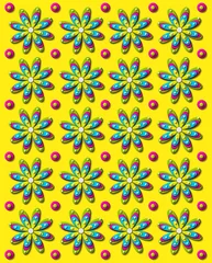 Behang 3D Daisy Dot in Yellow © bonniemarie