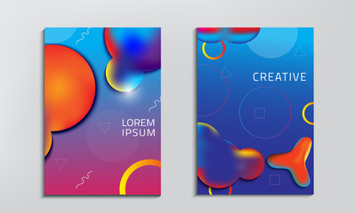 Set of cover design with abstract, Fluid shapes composition with trendy gradient - Vector