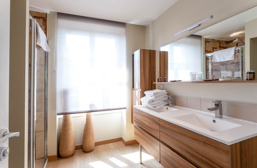 Fototapeta na wymiar Large modern Bed and breakfast room