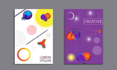 Set of cover design with abstract, Fluid shapes composition with trendy gradient - Vector
