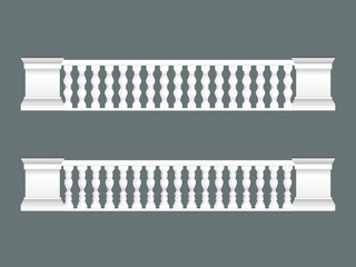 White classic balustrade set isolated, architectural elements set © Alevtina