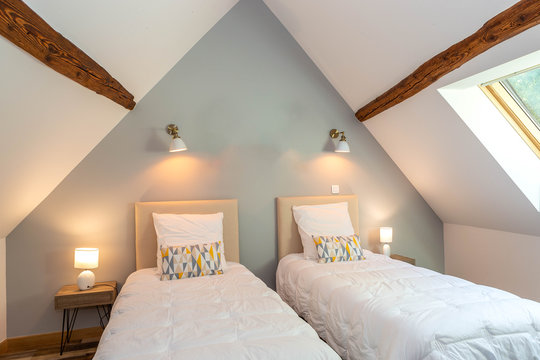 modern two beds Beddroom suite in bed and breakfast guest house, under-roof