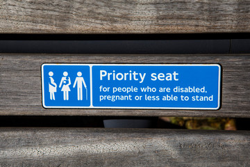 Priority Seat at a Train Station in the UK