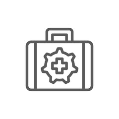 Technical assistance suitcase line icon.