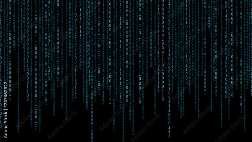 Fototapete 01 or binary numbers on the computer screen on monitor matrix background, Digital data code in hacker or safety security technology concept. Abstract illustration