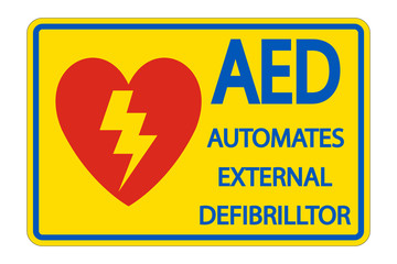 Symbol AED Sign label on white background