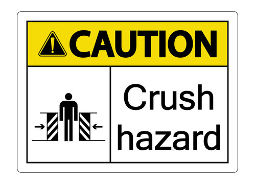 symbol caution crush hazard sign on white background