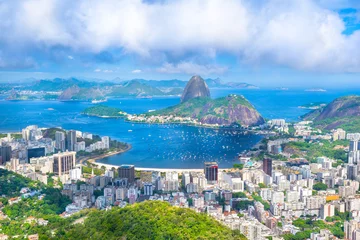 Abwaschbare Fototapete Rio de Janeiro Schönes Stadtbild von Rio de Janeiro mit Zuckerhut und Guanabara-Bucht - Rio de Janeiro, Brasilien