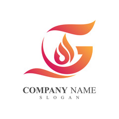fire letter g logo template