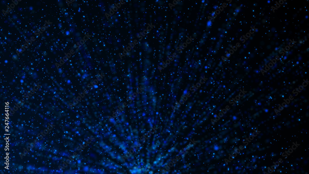 Poster virtual form of connecting particles in the blue space. big data visualization. science. futuristic 