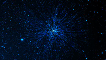 Fototapeta na wymiar Virtual form of connecting particles in the blue space. Big data visualization. Science. Futuristic polygonal background. Business. 3D rendering.