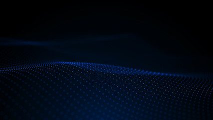 Image of the loose wave consisting of points. Abstract futuristic background. Blue design for background. Big data. 3D rendering.