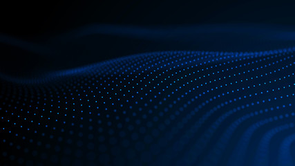 Image of the loose wave consisting of points. Abstract futuristic background. Blue design for background. Big data. 3D rendering.