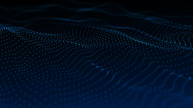 Image of the loose wave consisting of points. Abstract futuristic background. Blue design for background. Big data. 3D rendering.