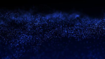 Image of the loose wave consisting of points. Abstract futuristic background. Blue design for background. Big data. 3D rendering.