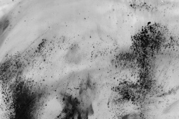 Abstract ink background. Marble style. Black paint stroke texture on white paper. Wallpaper for web and game design. Grunge mud art. Macro image of pen juice. Dark Smear.