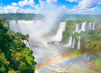 Beautiful  view of Iguazu Falls, one of the Seven Natural Wonders of the World - Foz do Iguaçu,...