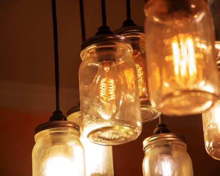 Multiple Glass Jar With Lightbulbs 