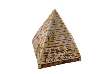 Souvenir pyramid from Egypt isolated on white background