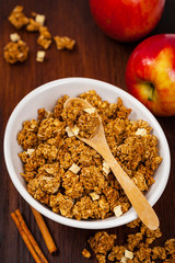 Apple Cinnamon Granola. Selective focus.